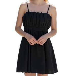 Lulus Black Dress Size L Flattering Fitted Bubble‎ Hem Sleek Adjustable Straps
